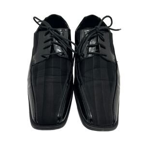 Viotti 179-000 Black Striped Satin Upper Square Toe Derby Mens 8.5 Dress Shoes*